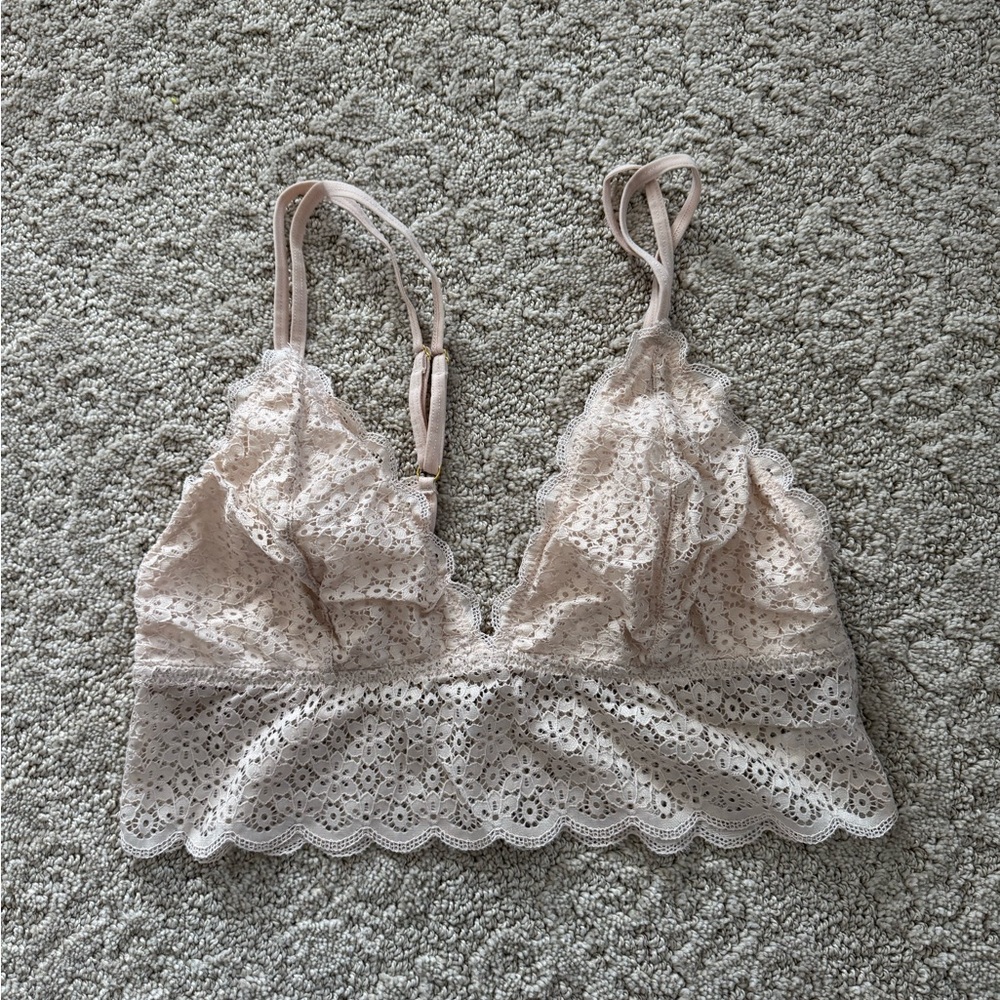 Layered with Lace Delicate Lace Bralette in Cream - Size Large
